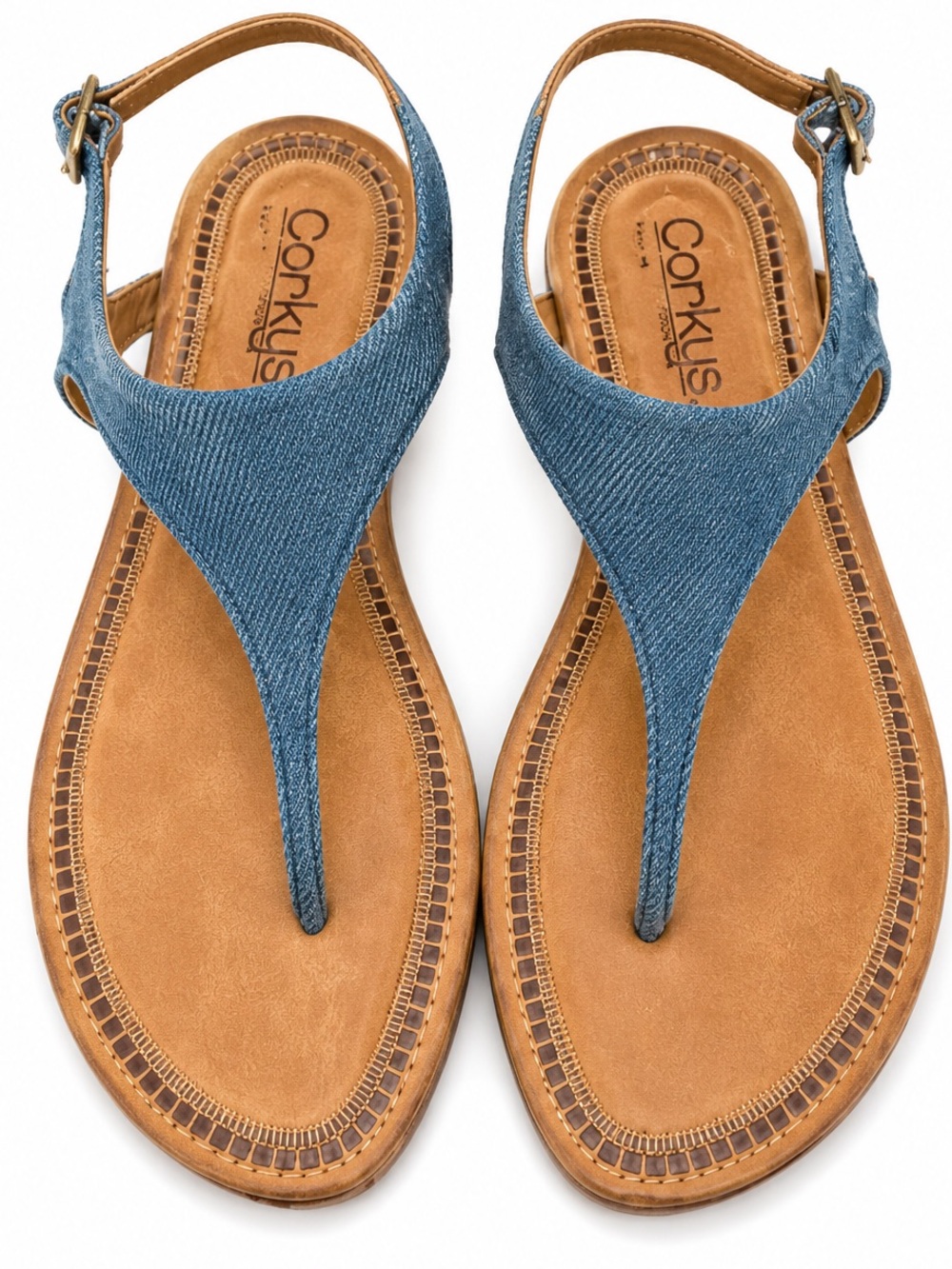 Coasters Women's Denim-Look Thong Sandals in Blue
